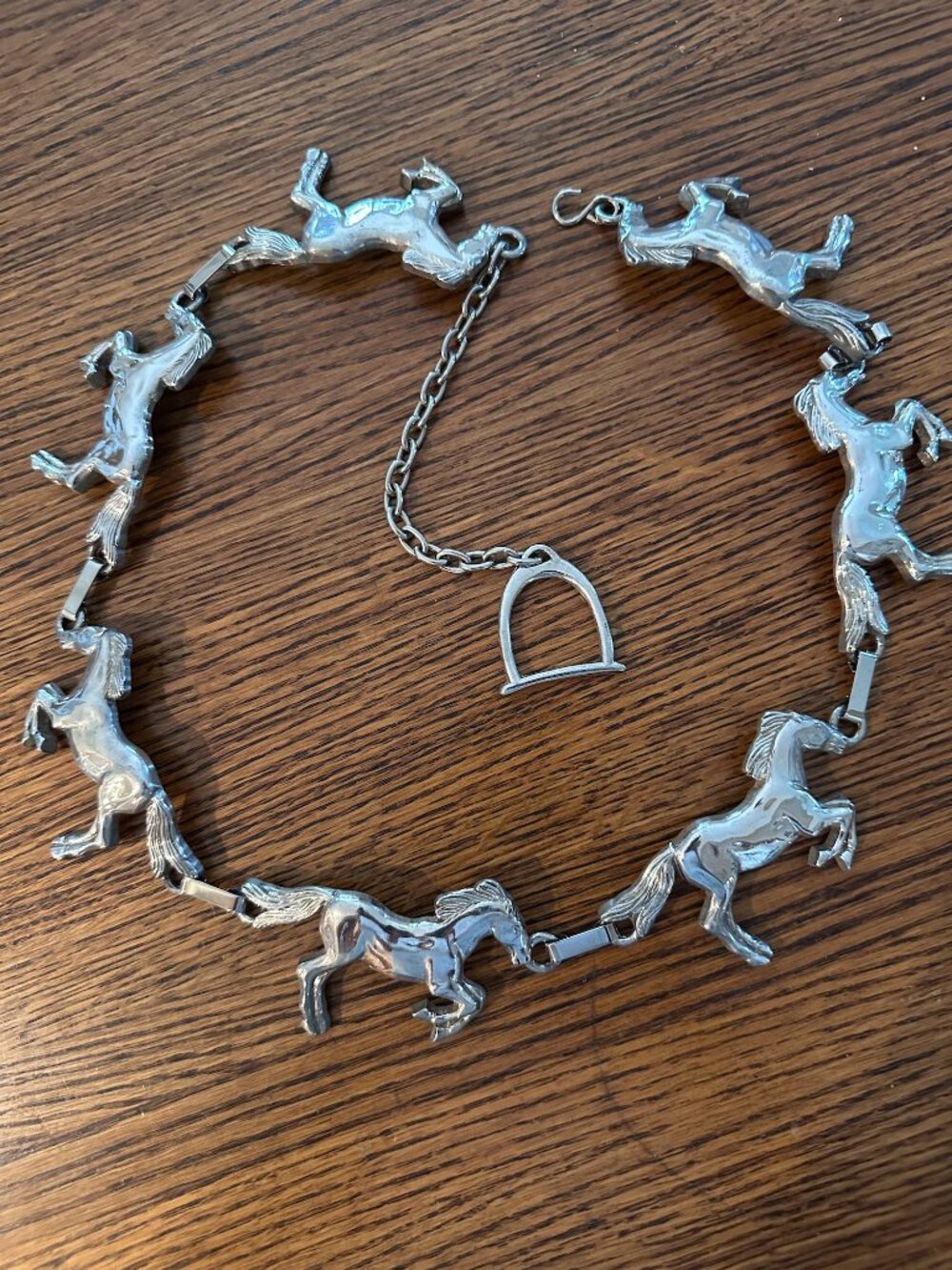 Vintage AR Paris Made in France Equestrian Horse Belt in Silver Tone Metal